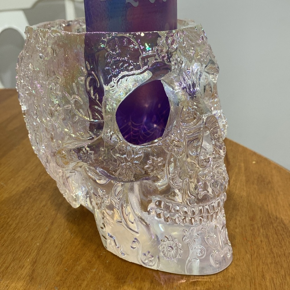 NWT.  Skull, makeup brush holder.